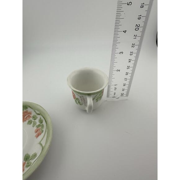 Vintage Hand Painted Mini Teacup and Saucer Signed Porcelain Floral - Picture 8 of 9